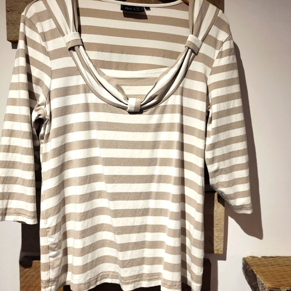 ORLY Women's Striped Tan Top - Picture 1 of 5